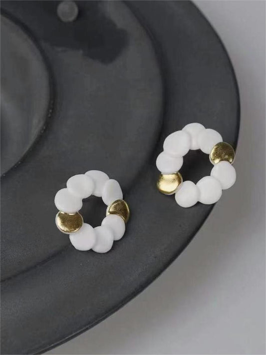 Song "White Garland“ Handmade Ceramic Earrings