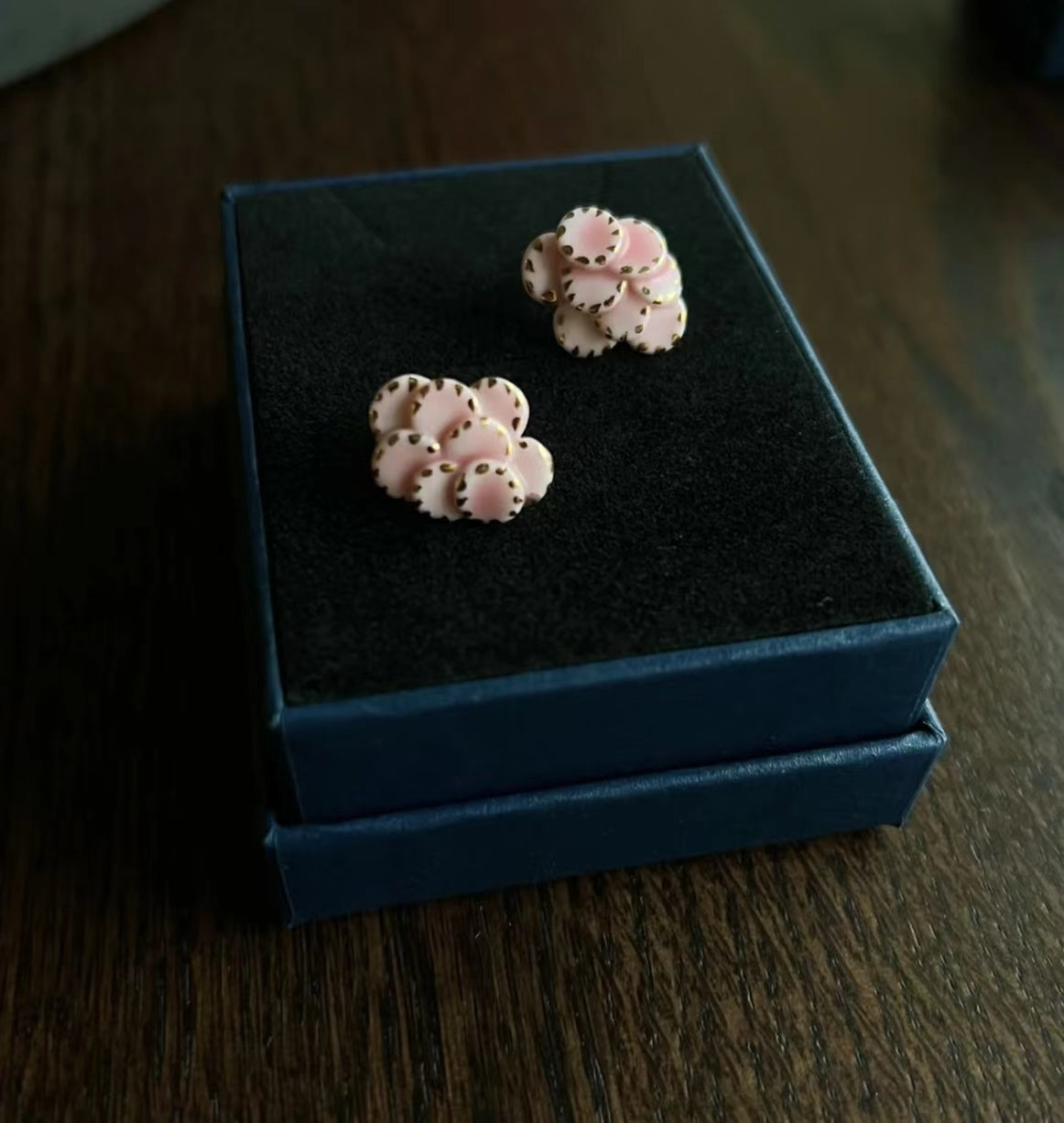 Song"Coral Pink Cloud Flower Handmade Ceramic Earrings