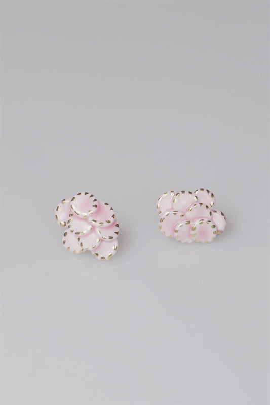 Song"Coral Pink Cloud Flower Handmade Ceramic Earrings